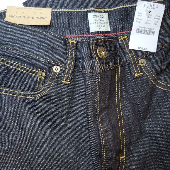 NWT J. Crew Vintage Slim Straight Men's Jeans Size 29W 32L - Picture 6 of 6